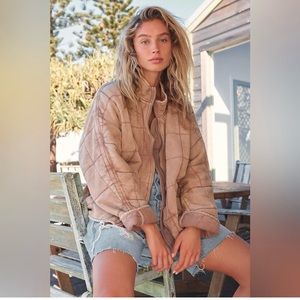 NWT Free People Dolman Quilted Jacket, color Champagne Diamonds. Size Medium